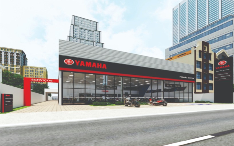 Fachada Yamaha com letras em acrílico para identificação comercial