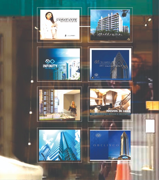 Display de LED em Vitrine Comercial com iluminacao em backlight