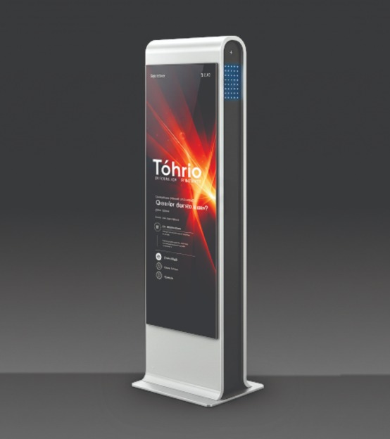 Totem digital com iluminação LED backlight para uso comercial