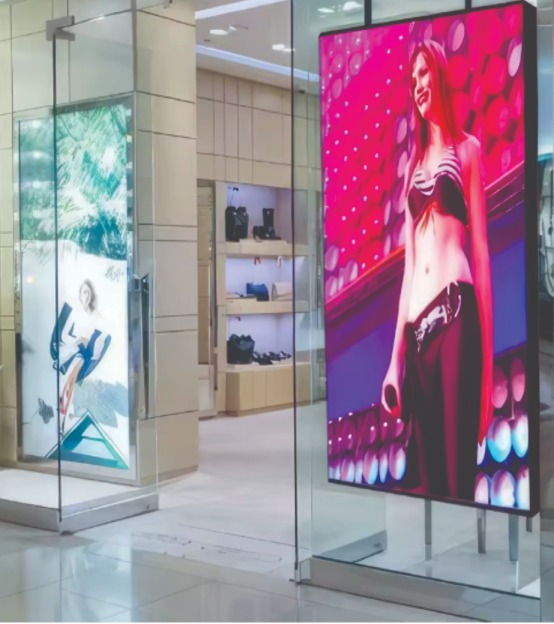 Tela tensionada comercial com iluminação LED backlight e painel colorido